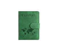 StoneMaxi Passport Holder Travel Wallet PU Leather RFID Blocking Passport Cover Case with Card Cash Slots Travel Organiser Essentials Boarding Passes Covers for Men Women (Green)