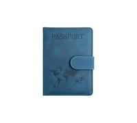 StoneMaxi Passport Holder Travel Wallet PU Leather RFID Blocking Passport Cover Case with Card Cash Slots Travel Organiser Essentials Boarding Passes Covers for Men Women (Blue)