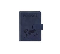 StoneMaxi RFID Blocking Passport Holder Travel Wallet PU Leather British Passport Cover with Card Cash Slots Waterproof Travel Document Case for Men Women (Magnetic - Navy Blue)
