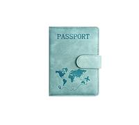 StoneMaxi RFID Blocking Passport Holder Travel Wallet PU Leather British Passport Cover with Card Cash Slots Waterproof Travel Document Case for Men Women (Magnetic - Light Blue)