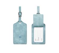 StoneMaxi RFID Blocking Passport Holder Travel Wallet PU Leather British Passport Cover with Card Cash Slots Waterproof Travel Document Case for Men Women (Luggage Tag - Light Blue)