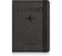 StoneMaxi RFID Blocking Passport Holder Travel Wallet PU Leather British Passport Cover with Card Cash Slots Waterproof Travel Document Case for Men Women (Strap - Black)