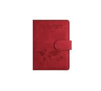 StoneMaxi RFID Blocking Passport Holder Travel Wallet PU Leather British Passport Cover with Card Cash Slots Waterproof Travel Document Case for Men Women (Magnetic - Red)