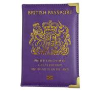 StoneMaxi UK British Passport Holder PU Leather Travel Wallet with Gold Embossed Design (Purple)