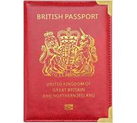 StoneMaxi UK British Passport Holder PU Leather Travel Wallet with Gold Embossed Design (Red)