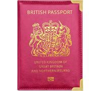StoneMaxi UK British Passport Holder PU Leather Travel Wallet with Gold Embossed Design (Rose Pink)