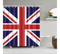 StoneMaxi Waterproof 180 x 180 Polyester Bathroom Shower Curtain Print Fabric With 12 Hooks, Multiple Designs with Anti-Mould Proof Resistant Washable (Union Jack Flag)