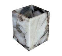 StonePlus Natural Marble Stone Square Storage Container Empty Vessel Holder Cup for Candle/Pens/Sundries items (White Elephant Marble)