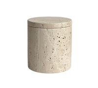 StonePlus Natural Marble Stone Travertine Jar Container Storage Box Cup with Lid (Beige Travertine)