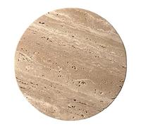StonePlus Natural Round Marble Tray Smooth Pastry Board for Desserts, Cheese, Coffee, Matte on Both Sides (Beige Travertine)