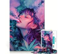 Stoner Girl Smoking Marijuana Field Jigsaw Puzzles for Teenagers 1000 Piece Smart Toy Leisure Time Accurate Cut Seasonal Gift 38x26cm