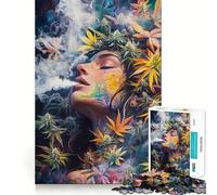 Stoner Girl Smoking Marijuana Goddess 1000 Piece Jigsaw Puzzles for Adults Jigsaw Logic Toy Indoor Play Precision Cut Cherished Gift 38x26cm