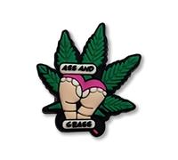 STONER - Happy Baked Naughty Grass & A** Leaf Croc Charm - Smoker - Green - Ganja - Herbal