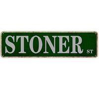 Stoner Street Sign Room Decoration Poster Retro Outdoor Decoration Road Tin Sign Wall Art Avenue Metal Sign Vintage Metal Poster for Man Cave Bar Pub Cafe Home Wall Decor 16in x 4in