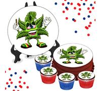 Stoner Weed Leaf 8 INCH Cake or Cupcake Icing Toppers - Birthday Celebration Cake Decorations Perfect For Cakes Brownies Cookies Muffins & More! (1 x 8 Inch Circle Cake Topper (20.3cm x 20.3cm))