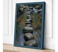 Stones Across Stream Canvas Wall Art Print 18x12 Inch (46 x 30 cm)