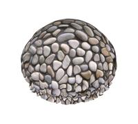 Stones All Over The Ground Double Layer Waterproof Shower Cap, Extra Large Soft Elastic Band, Reusable Bath Cap For Women Men,Full Print Design