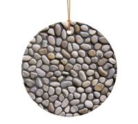 Stones All Over The Ground Print Ceramic Round Christmas Tree Hanging Multi-Scale Ornaments With Hanging For Home Decoration 3 Sizes