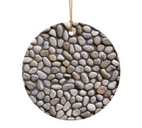 Stones All Over The Ground Print Ceramic Round Christmas Tree Hanging Multi-Scale Ornaments With Hanging For Home Decoration 3 Sizes