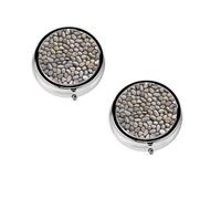 Stones All Over The Ground Print Pill Box, Round Pill Organizer, 3 Compartment Small Pill Case for Purse & Pocket, Portable Medicine Box, Travel Pill Case