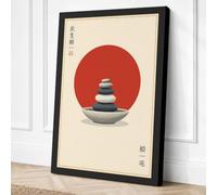 Stones and Circle Minimalist Canvas Wall Art Print 24x16 Inch (61 x 41 cm)