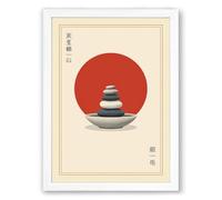 Stones and Circle Minimalist Framed Wall Art Print A3 (42×29.7cm) White, Wall Decor for Living Room, Bedroom, Office & Home, Ready to Hang, Art Gift