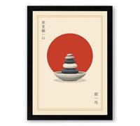 Stones and Circle Minimalist Framed Wall Art Print A4 (29.7×21cm) Black, Wall Decor for Living Room, Bedroom, Office & Home, Ready to Hang, Art Gift