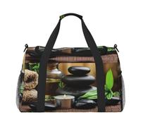 Stones and Spa Oil On The Wood Near A Pond Print Carry On Hand Luggage Foldable Travel Duffel Bag Holdall Tote for Women and Men for Travel Overnight Hospital Weekend