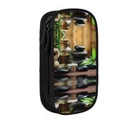 Stones and Spa Oil On The Wood Near A Pond Print Pencil Case Coin Key Card Bag Purse Large Pen Pouch for Kids Boys School Office