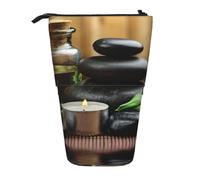 Stones and Spa Oil On The Wood Near A Pond Print Pencil Case,Telescopic Pen Pouch,Portable Pencil Holder,Storage Cosmetic Bag
