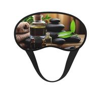 Stones and Spa Oil On The Wood Near A Pond Print Sleep Eye Mask Light Blocking Soft and Comfortable Night Eye Blinder for Women Men for Sleeping Travel Night Shift