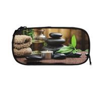 Stones And Spa Oil On The Wood Near A Pond Print Zipper Large Pencil Case,Durable Stationery Pencilcase Bag,Multifunctional Pencilcase Bag Penbag For School College Office Adult Girls And Boys