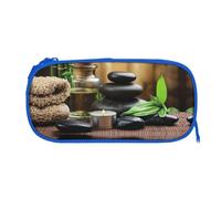 Stones And Spa Oil On The Wood Near A Pond Print Zipper Large Pencil Case,Durable Stationery Pencilcase Bag,Multifunctional Pencilcase Bag Penbag For School College Office Adult Girls And Boys