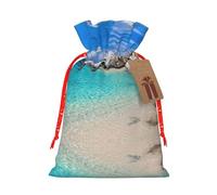 Stones Blue Sea Ocean Sunrise Mountain Christmas Canvas Gift Bag With Drawstring,Reusable Personalizedgift Bag