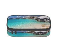 Stones Blue Sea Ocean Sunrise Mountain Large Capacity Pencil Case Stationery Storage Bag with Zipper Boys Girls Students School