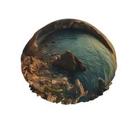 Stones Blue Sea Ocean Sunrise Mountain print Shower Cap for Women Double Layer Elastic Bath Cap for Home Spa Hotel and Hair Salon