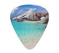 Stones Blue Sea Ocean Sunrise Mountain Printed Guitar Picks With Organizer Storage Box 0.46 0.71 0.96 Mm Includes Thin Medium Heavy For Bass Electric Acoustic Guitars Ukulele 12 Pack