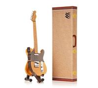 Stones Honey Tele Miniature Guitar | Handmade Wooden Mini Replica by Axe Legends | Includes Personalised Mini Leather Guitar Strap and A-Frame Display Stand | 25 cms Tall | Shipped in Gift Box