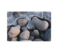 Stones Under Ice Print Metal Tin Signs Funny Metal Signs,Poster Plaque Sign Wall Hanging Decorations 12x8inch