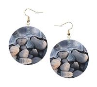 Stones Under Ice Printed Leather Earring Set For Women, 1 Pair Lightweight Bohemian Pierced Earrings Jewelry Gift For Women Girls