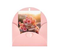 Stones with Pink Carnation Print Adorable Blank Cards& Envelopes,Unique Designs Perfect for Festivals, Invitations