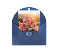 Stones with Pink Carnation Print Adorable Blank Cards& Envelopes,Unique Designs Perfect for Festivals, Invitations