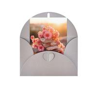 Stones with Pink Carnation Print Adorable Blank Cards& Envelopes,Unique Designs Perfect for Festivals, Invitations