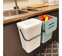 stonespace Hanging Trash Can, 3.2 Gallon/12L Small Waste Bin with Lid for Kitchen Cabinet Door or Under Sink, Bathroom Trash Bin with Lid, Food Waste Bin, 1 Pack White