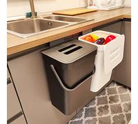 stonespace Under Sink Trash Can，Kitchen Compost Bin, Diaper Pail, 3.2 Gallon/12L Hanging Garbage Can for Baby Crib/Bathroom/Cupboard, Plastic Food Waste Bin,Black