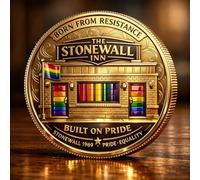 Stonewall Pride Commemorative Coin, Double-Sided We The People LGBTQ+ Collectible Token, Gold Plated Rainbow US Flag Coin for Pride Month, Equality Souvenir Gift for LGBTQ+ Community & Allies