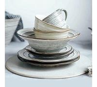 Stoneware 5pc Dinnerware Set, Nordic Porcelain Dinnerware Sets, Ceramic Dinner Set for 1 People, Stoneware Dinnerware Dish Set, Modern Tableware - Dinner Plate, Dessert Plate, Bowl and
