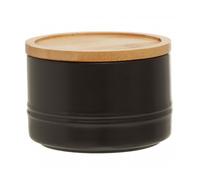 Stoneware Black Storage Canister With Bamboo Lid,Minimalist Storage Jar,Perfect Multi-Use Kitchen Organizer
