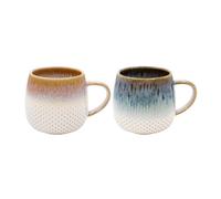 Stoneware Coffee Mug 2Pcs Assorted Reactive Glaze Dots 350ml Cups Hot Tea Drinks