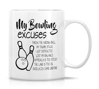 Stoneware Coffee Mug Bowling Player My Bowling Excuses Design Mug with Handle Tea Cups for Men Coworkers Latte